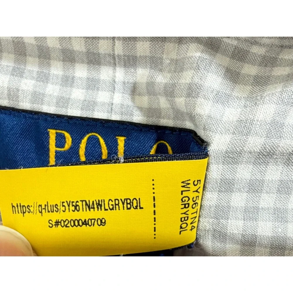Polo Ralph Lauren Button Down Size XL Grey Gingham Classic Fit Cotton Blend READ